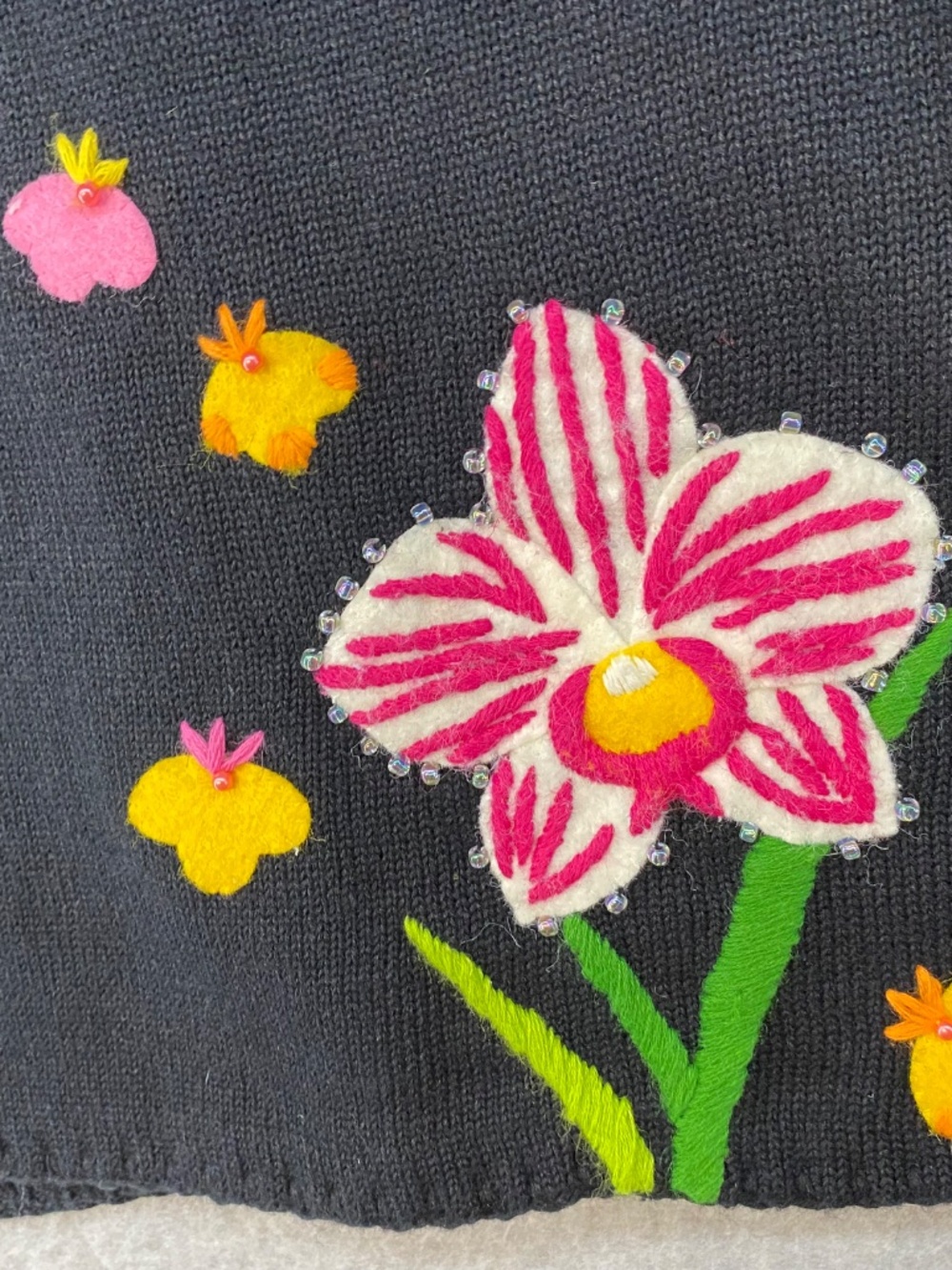 NEW! Vintage Michael Simon Cardigan M • Floral Beaded Embroidered • Art - Picture 10 of 10